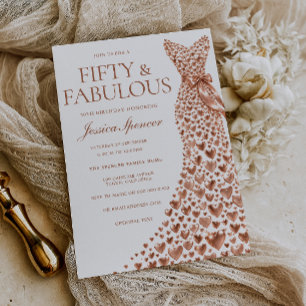 Rosa Goldenes Kleid Fifty & Fabulous 50. Geburtsta Einladung