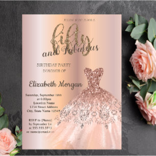 Rosa Goldenes Kleid, Rosa Goldene 50. Geburtstagsf Einladung