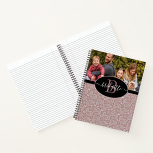 Rosa goldenes Paisley und schwarzes personalisiert Notizblock