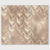 Rosa goldenes Pulver Imitate Blush Bloral Damask Geschenkpapier (Flach)