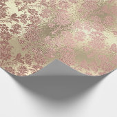 Rosa goldenes Pulver Imitate Blush Bloral Damask Geschenkpapier (Ecke)