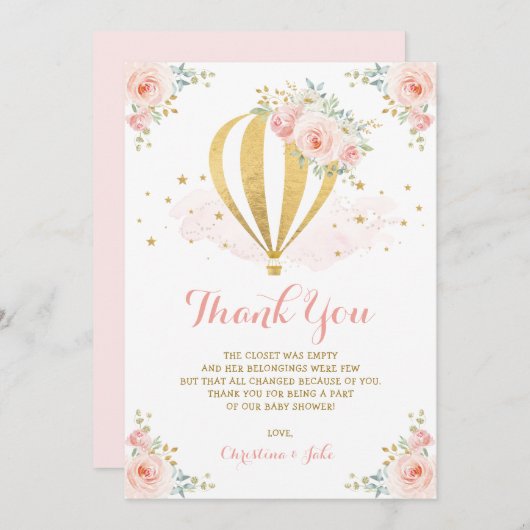 Rosa Golderröten mit Dankeskarte (Vorne/Hinten)