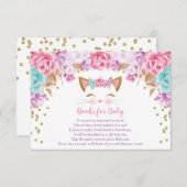 Rosa goldfarbene aquamarine Blumenbücher Begleitkarte (Vorne/Hinten)