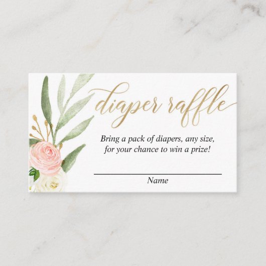 Rosa goldfarbene Babydusche-Windeln Gewinnkarten Begleitkarte (Vorderseite)
