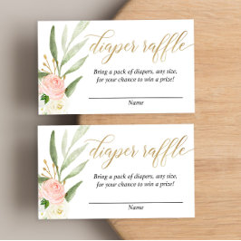 Rosa goldfarbene Babydusche-Windeln Gewinnkarten Begleitkarte