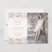 Rosa goldfarbene Blume Foto Abschluss Ankündigung (Vorderseite)