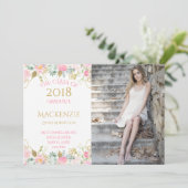 Rosa goldfarbene Blume Foto Abschluss Ankündigung (Stehend Vorderseite)