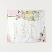 Rosa goldfarbene Blüte/Champagner Glasbrunch Hinte Wandteppich (Vorderseite (Horizontal))