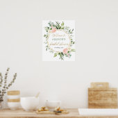 Rosa goldfarbene Brautparty Begrüßungszeichen Poster (Küche)