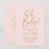 Rosa goldfarbene, einfache, elegante Babydusche Einladung (Vorne/Hinten)