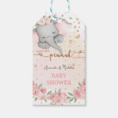 Rosa goldfarbene Elefantenmädchen Dusche Geschenkanhänger (Vorderseite)