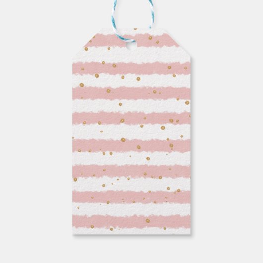 Rosa goldfarbene Elefantenmädchen Dusche Geschenkanhänger (Rückseite)