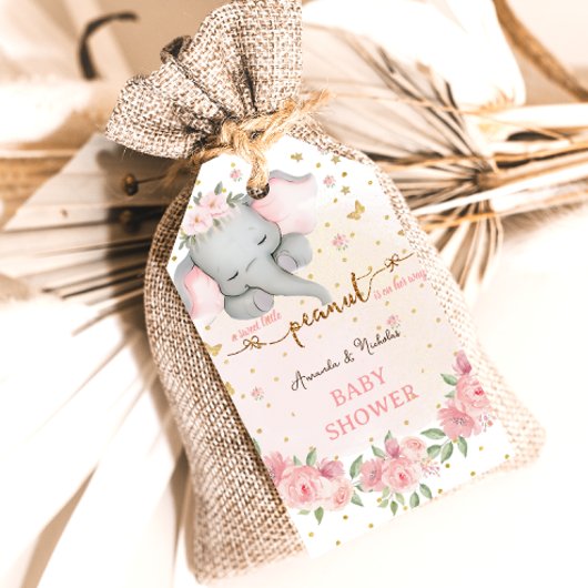 Rosa goldfarbene Elefantenmädchen Dusche Geschenkanhänger