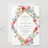 Rosa-goldfarbene Hochzeit Einladung (Vorderseite)