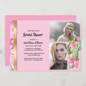 Rosa goldfarbene Kaktus Sukkulent zweifarbiges Fot Einladung (Vorne/Hinten)