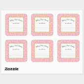 Rosa goldfarbene Kinderdusche Buchzeichen Quadratischer Aufkleber (Blatt)