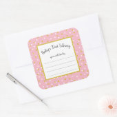 Rosa goldfarbene Kinderdusche Buchzeichen Quadratischer Aufkleber (Umschlag)