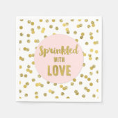 Rosa goldfarbene Konfetti mit Liebe gesprinklt Serviette (Vorderseite)