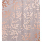 Rosa goldfarbene metallische Blätter | Pulverrot Duschvorhang (Vorderseite)