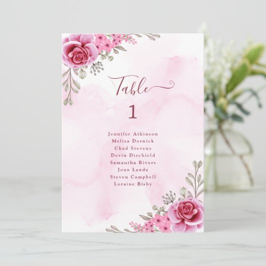 Rosa goldfarbene Minimalistische Blumenzwiebelkart Einladung (Stehend Vorderseite)