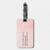 Rosa goldfarbene Monogramm-Bezeichnung elegante In Gepäckanhänger (Rückseite vertikal)