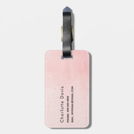 Rosa goldfarbene Monogramm-Bezeichnung elegante In Gepäckanhänger (Rückseite vertikal)