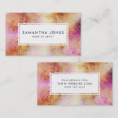 Rosa goldfarbene Pinselstriche Moderne machen Küns Visitenkarte (Vorne/Hinten)