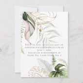 Rosa goldfarbene Rahmen mit tropischem Brautparty Karte (Rückseite)