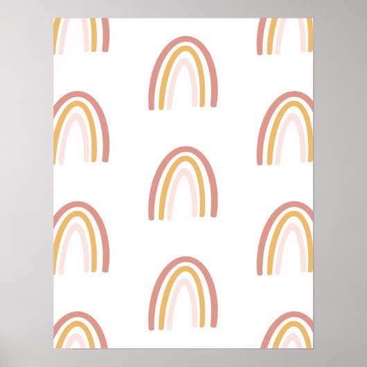 Rosa/goldfarbene Regenbows Niedliches Kinderzimmer Poster (Vorne)