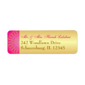 Rosa, goldfarbene Scrolls Rücksendeadresse-Label (Vorne)