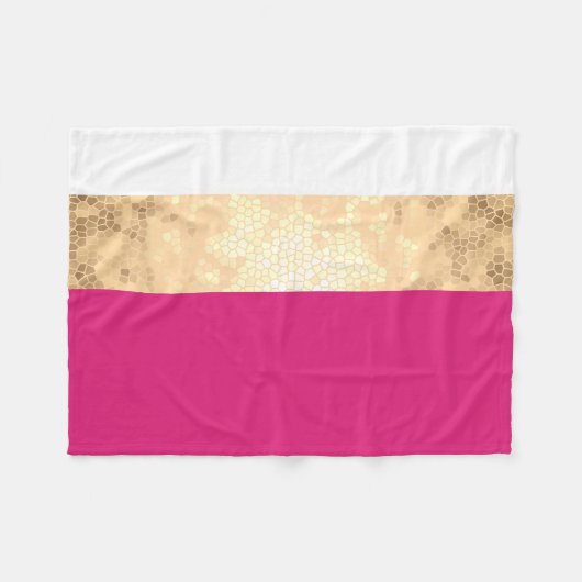 Rosa, goldfarbene Streifen aus glänzenden Imitaten Fleecedecke (Vorderseite (Horizontal))