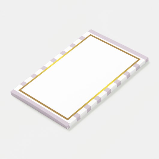 Rosa goldfarbene Streifen weiß sauber Post-it Klebezettel (angewinkelt)