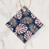 Rosa, goldfarbene tropische Blätter Seefahrt Hochz Geschenkanhänger (Rückseite)