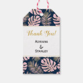 Rosa goldfarbene tropische Blätter Seefahrt Hochze Geschenkanhänger (Vorderseite)