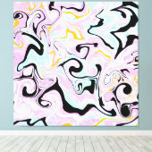 Rosa, goldfarbene und schwarze Wirbel flüssige Kun Leinwanddruck (Insitu (Holzboden))