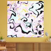 Rosa, goldfarbene und schwarze Wirbel flüssige Kun Leinwanddruck (Insitu (Wohnzimmer))