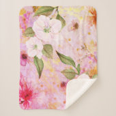 Rosa goldfarbene Vintage Aquarellschrift Sherpadecke (Vorderseite)