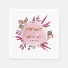 Rosa goldfarbene Wasserfarbe Moderne Elegante Hoch Serviette