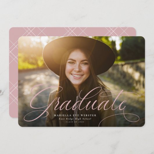 Rosa-goldfarbener Abschluss mit einfachem Drehbuch Ankündigung (Vorne/Hinten)