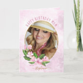 Rosa goldfarbener Blumenreath Custom Foto Birthday Karte (Vorderseite)