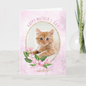 Rosa goldfarbener Blumenreath Katzenkätzchen Mutte Karte (Vorderseite)