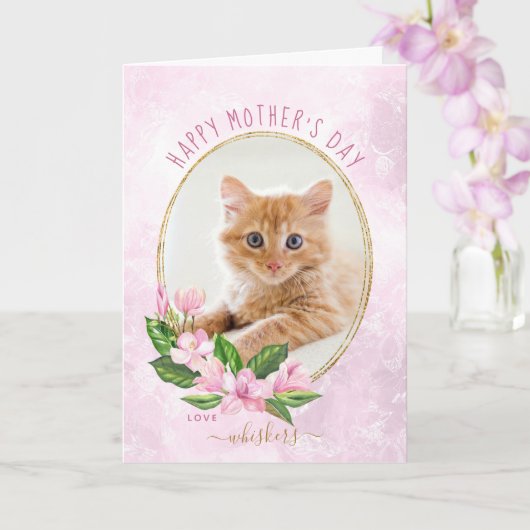 Rosa goldfarbener Blumenreath Katzenkätzchen Mutte Karte (Orchidee)