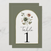 Rosa Goldfarbener Blumentisch Einladung (Vorne/Hinten)