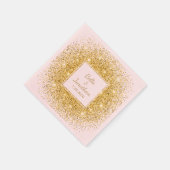 Rosa, goldfarbener Confetti-Glitzer Elegante Hochz Serviette (Ecke)