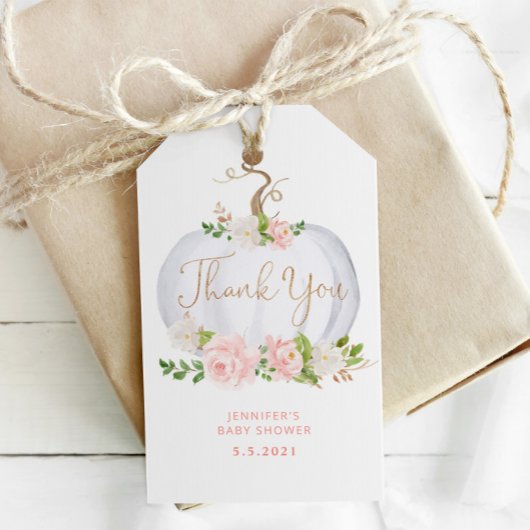 Rosa goldfarbener Kürbis Dankeschön-Tag Geschenkanhänger