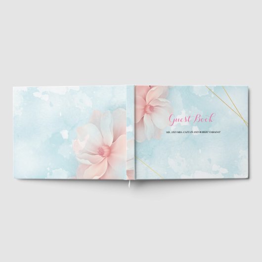 Rosa, goldfarbener Rahmen Gästebuch (Voll)