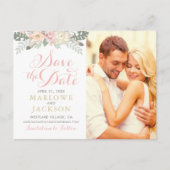 Rosa goldfarbenes Boho-Foto Save the Date Ankündigungspostkarte (Vorderseite)