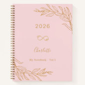 Rosa goldfarbenes botanisches Blattwerk Notizblock (Vorderseite)