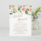 Rosa goldfarbenes Brautparty Einladung (Stehend Vorderseite)