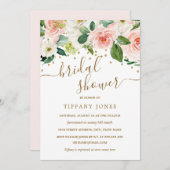 Rosa goldfarbenes Brautparty Einladung (Vorne/Hinten)